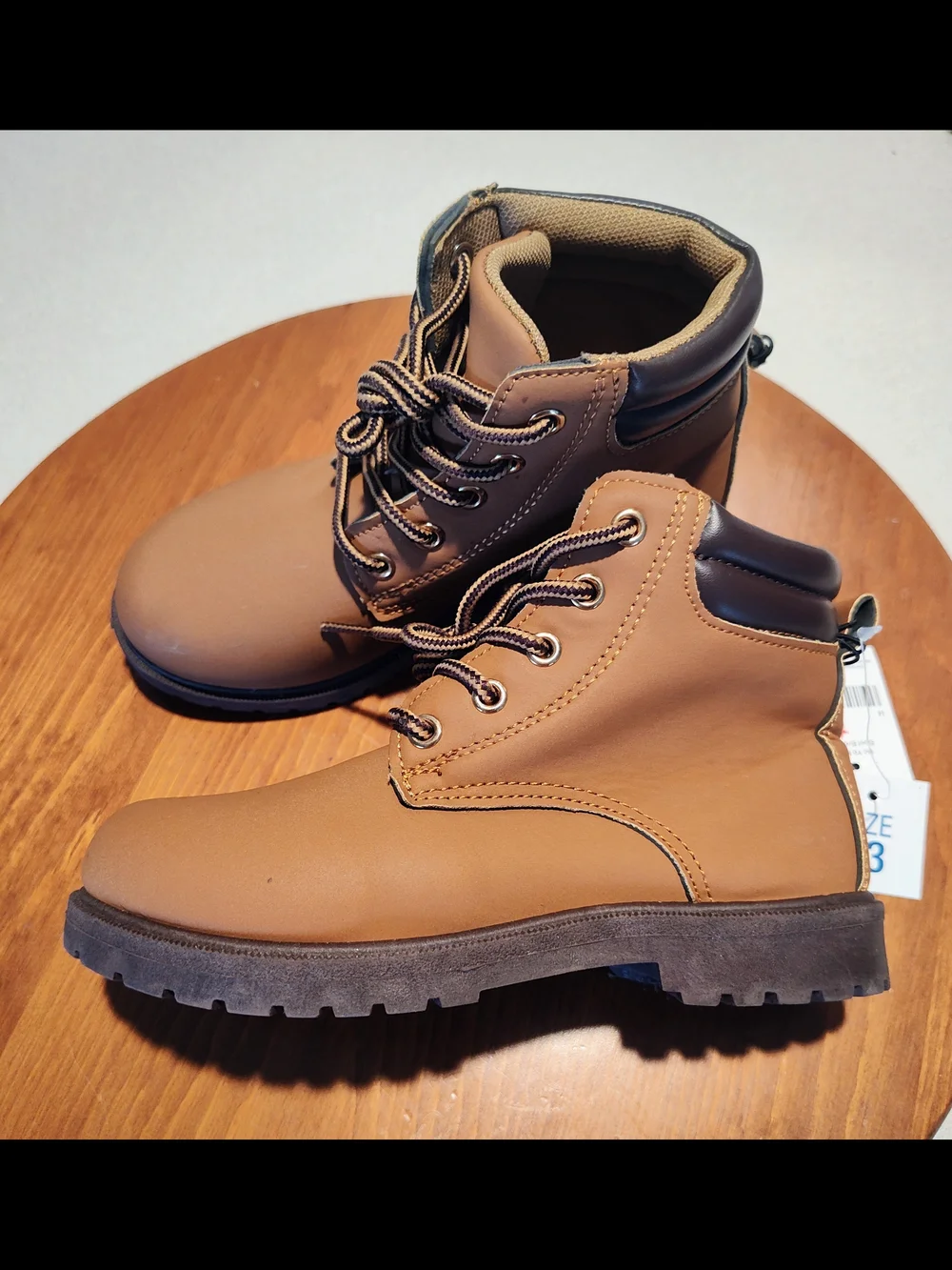 Kids Sz 13 Tan Lace-Up Ankle Boots for Everyday Play N W T